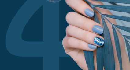 4 diseños de uñas en color azul para lucir en Navidad