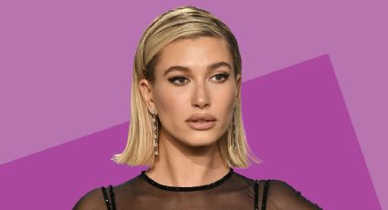 Hailey Bieber deslumbra con un eyeliner lila