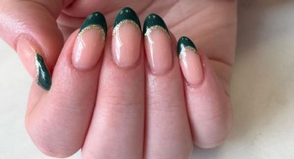 Dale la bienvenida al otoño con esta manicura francesa color verde