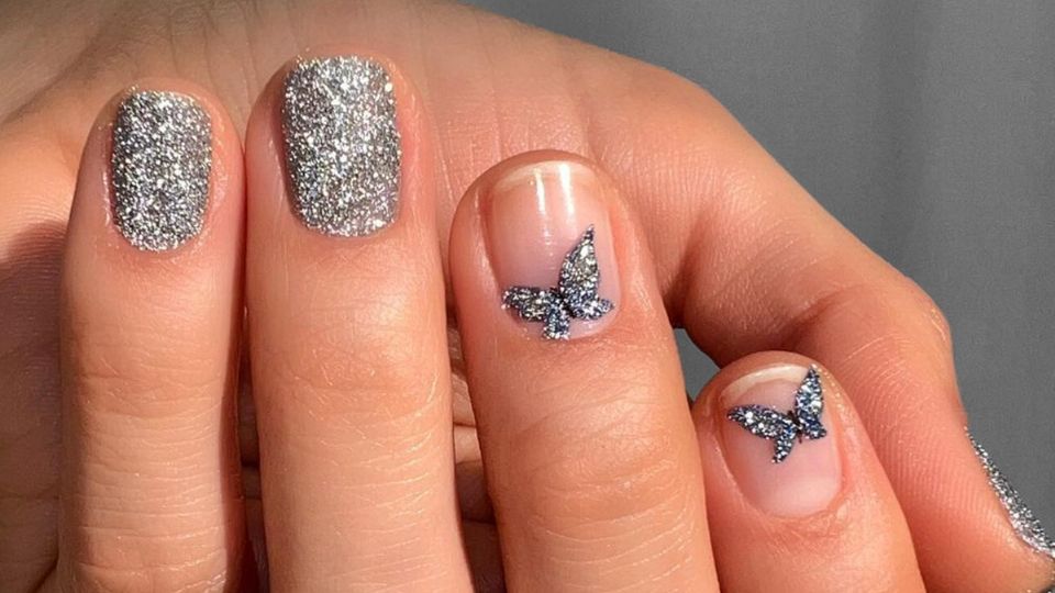 3 diseños de nail art con glitter para recibir la primavera. Fuente: Producción Panorama