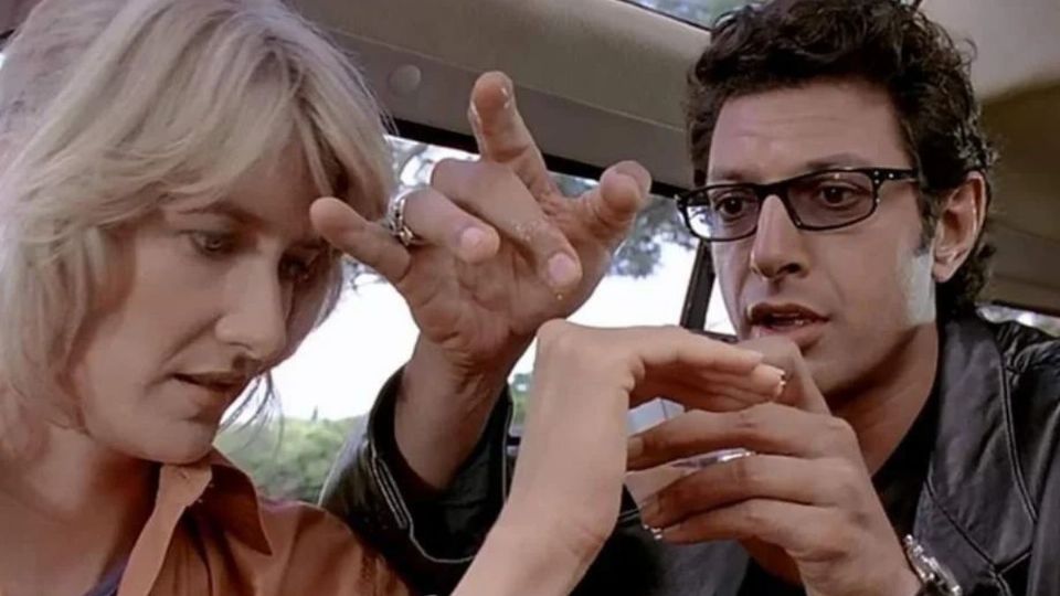 Laura Dern y Jeff Godlblum en la primera película de Jurassic Park.