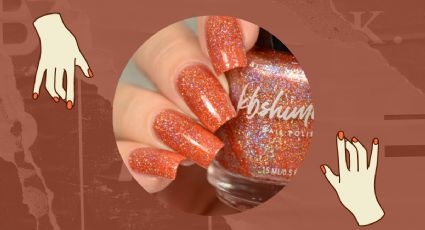 Manicura naranja glitter, el color de uñas que todas quieren lucir